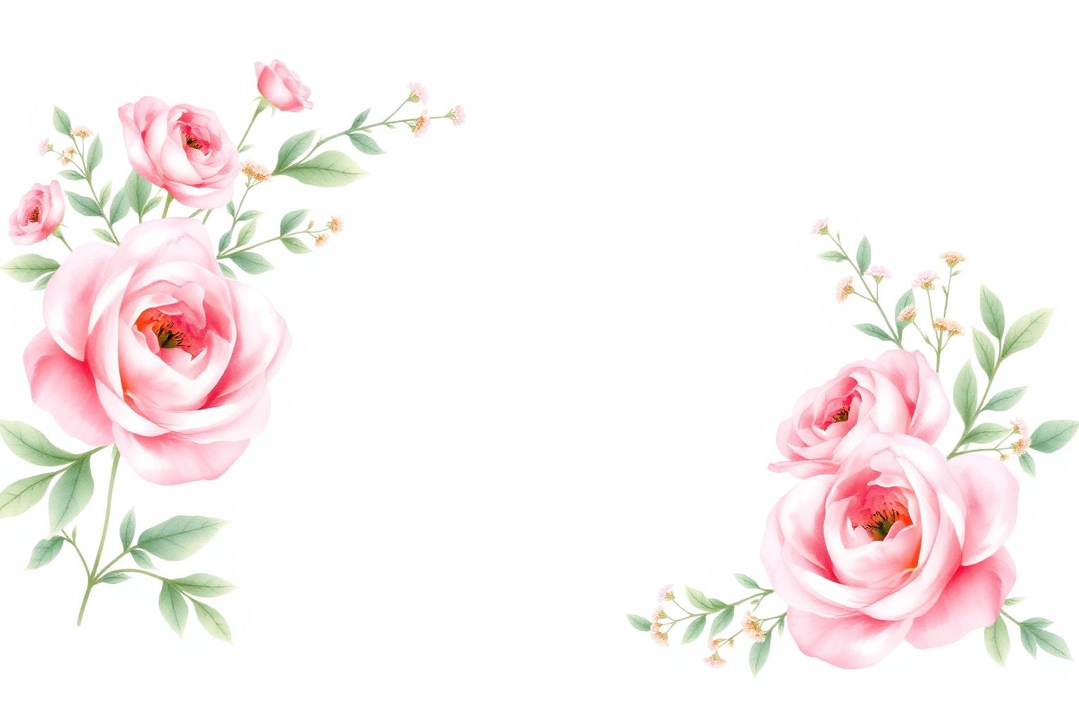 Soft watercolor florals in blush pink and sage green